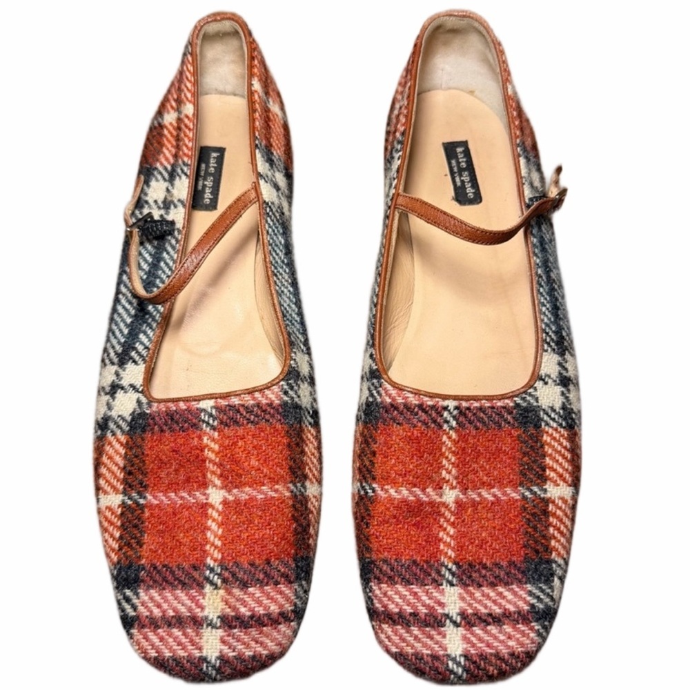 kate spade Plaid Mary Jane Flats in Orange, Black, Cream